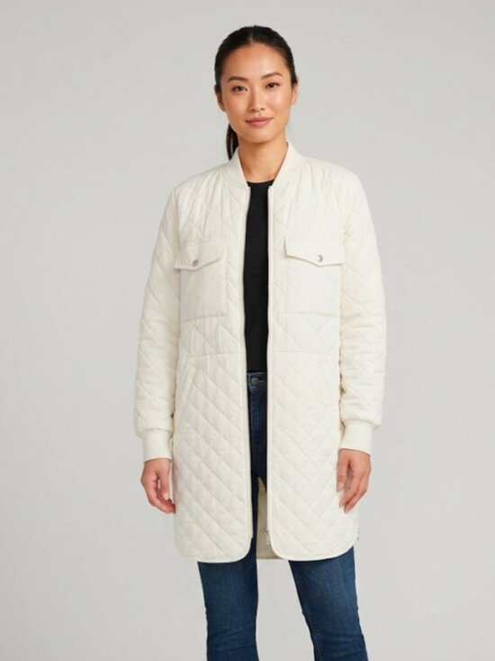 Zella Jackets & Blazers - Zella Skyline Quilted Lightweight Longline Coat Size M Ivory